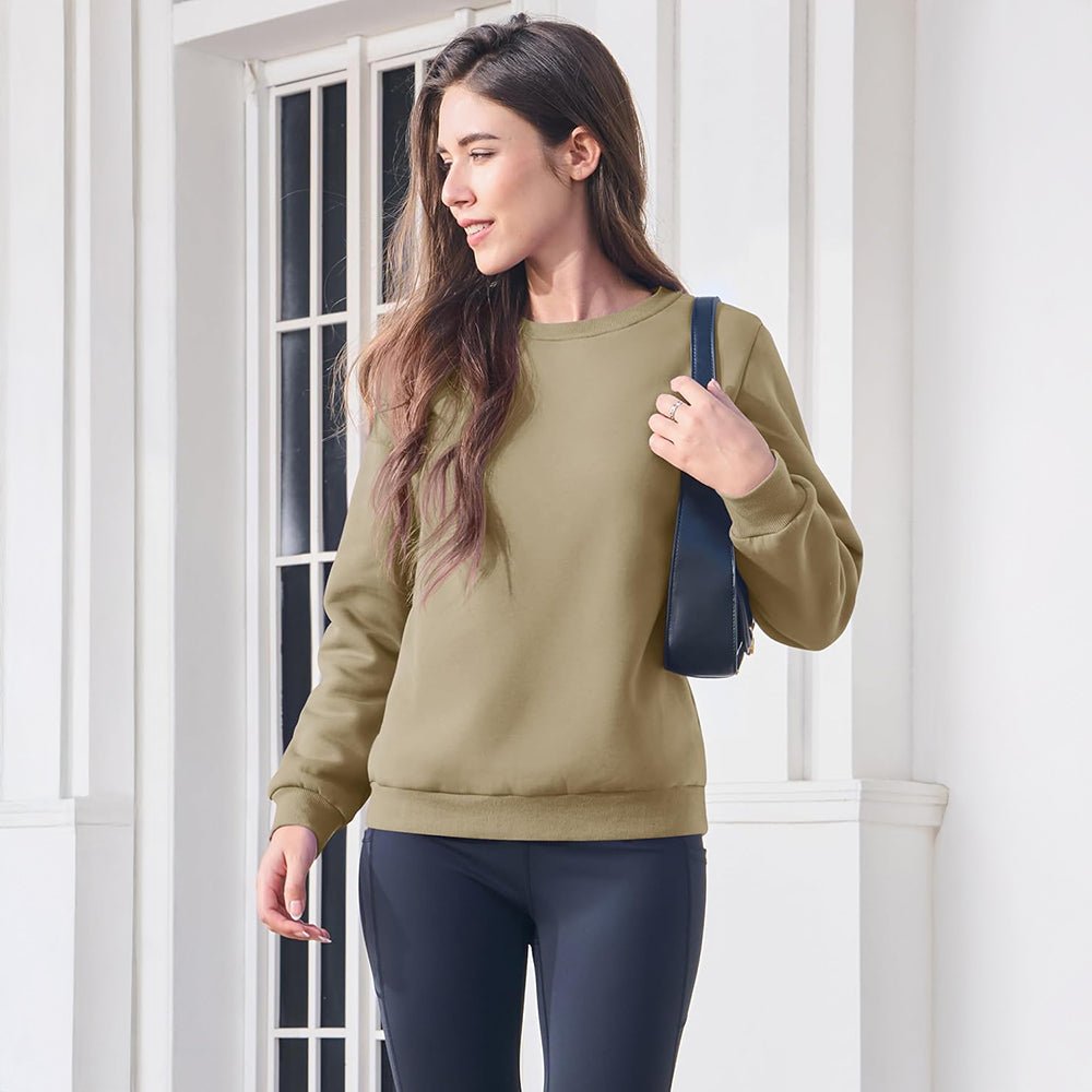 Dames-sweatshirt met fleecevoering en ronde hals