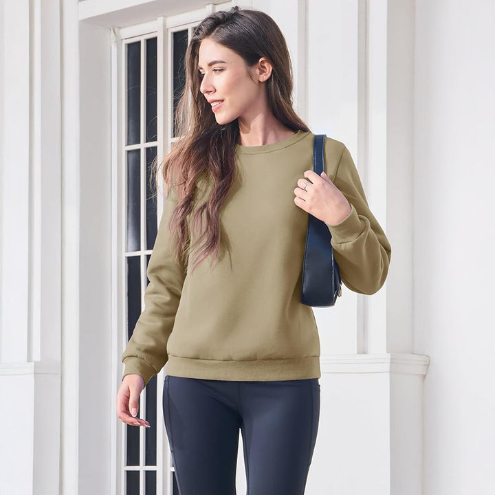 Dames-sweatshirt met fleecevoering en ronde hals