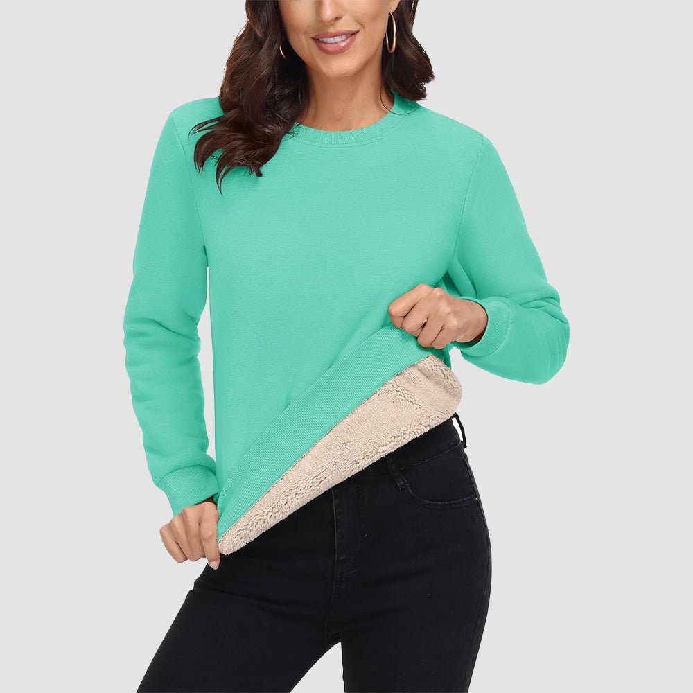 Dames-sweatshirt met fleecevoering en ronde hals
