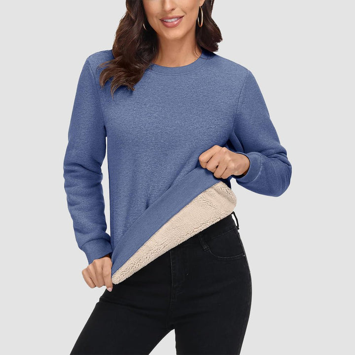 Dames-sweatshirt met fleecevoering en ronde hals