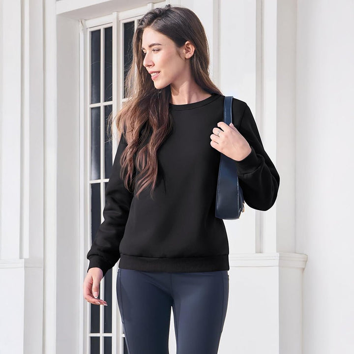 Dames-sweatshirt met fleecevoering en ronde hals