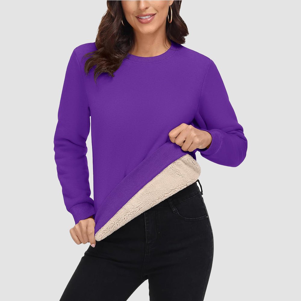 Dames-sweatshirt met fleecevoering en ronde hals