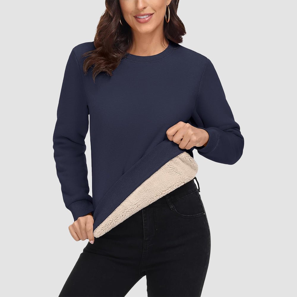 Dames-sweatshirt met fleecevoering en ronde hals