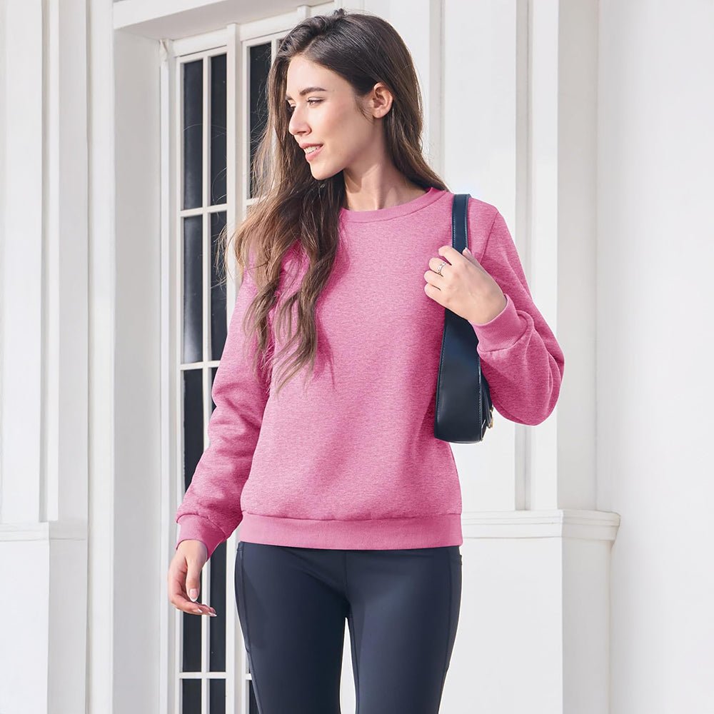 Dames-sweatshirt met fleecevoering en ronde hals