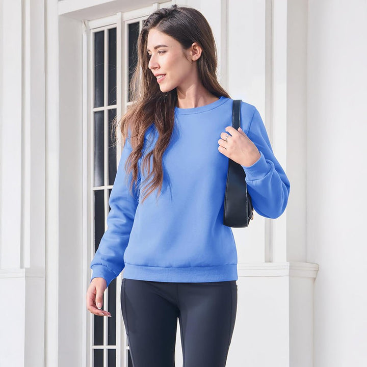 Dames-sweatshirt met fleecevoering en ronde hals