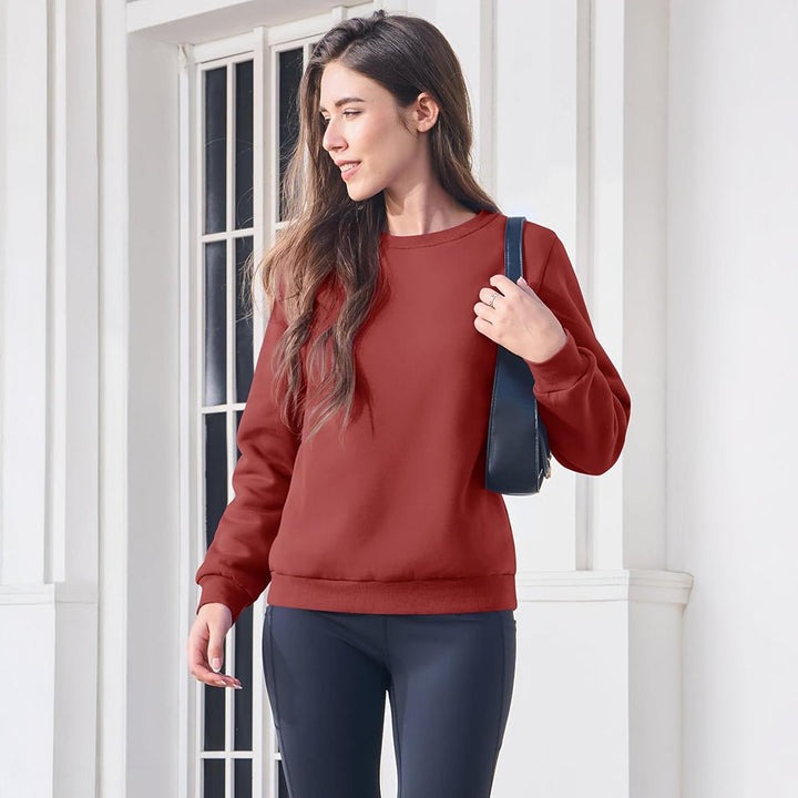 Dames-sweatshirt met fleecevoering en ronde hals