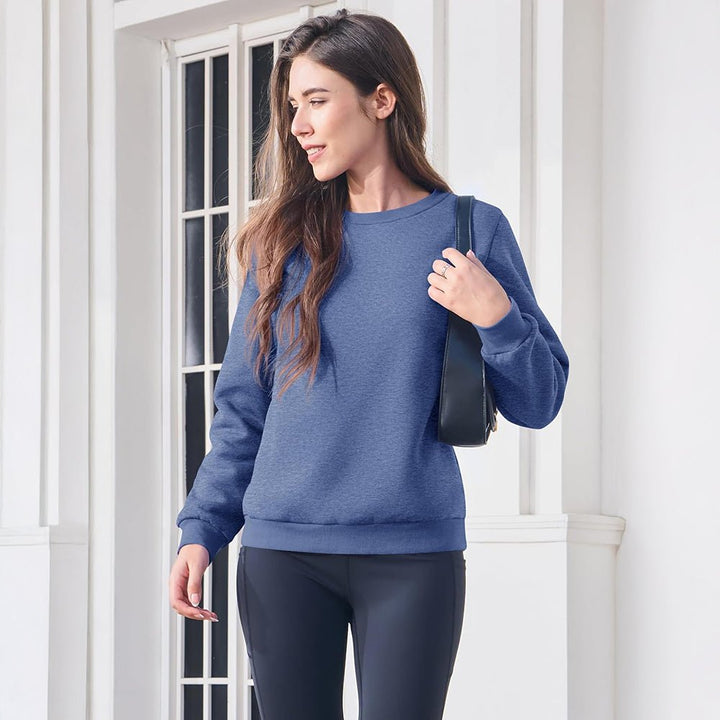 Dames-sweatshirt met fleecevoering en ronde hals