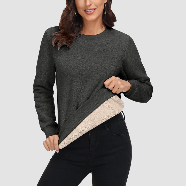 Dames-sweatshirt met fleecevoering en ronde hals