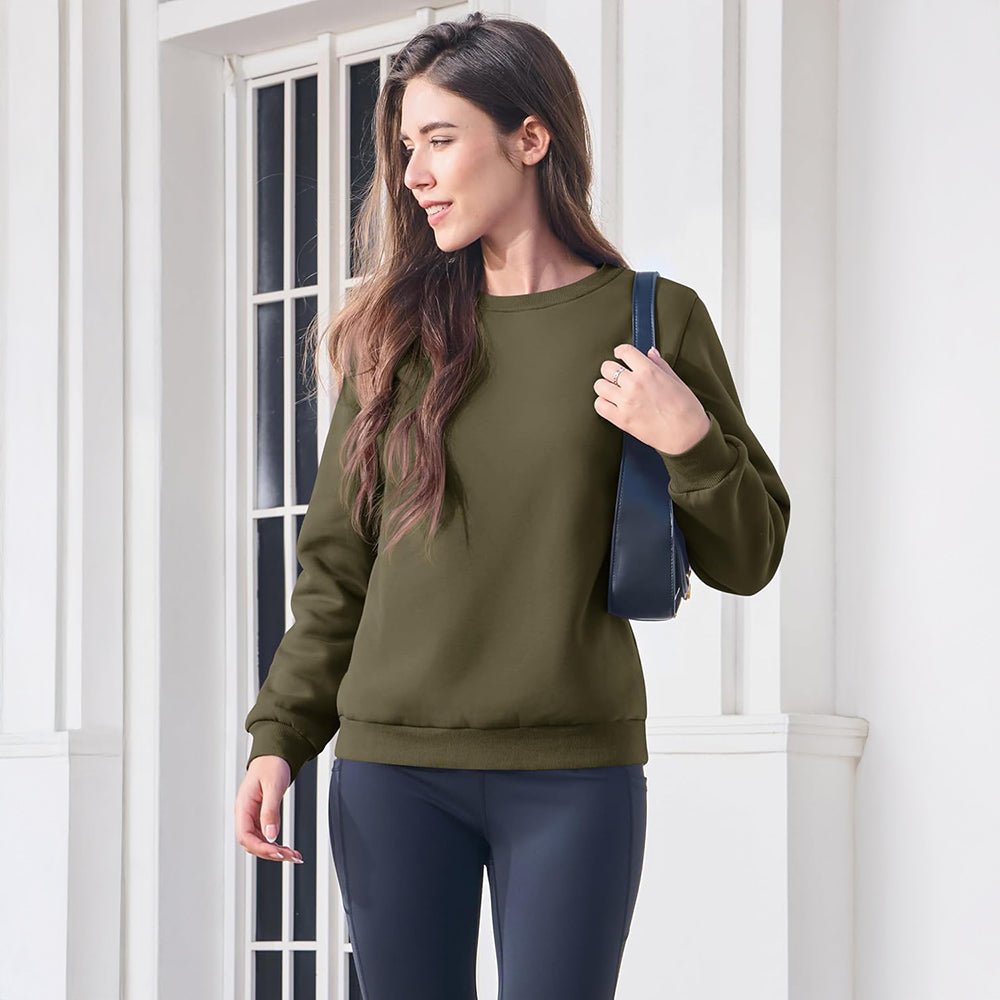 Dames-sweatshirt met fleecevoering en ronde hals