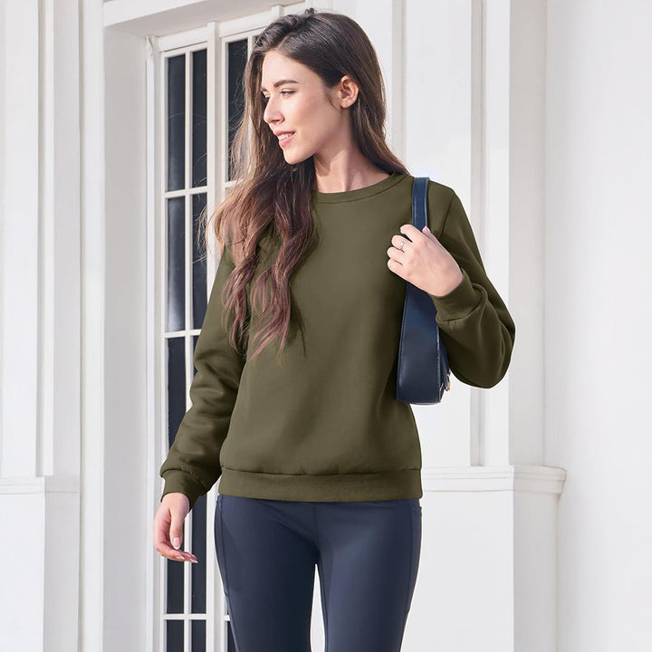Dames-sweatshirt met fleecevoering en ronde hals