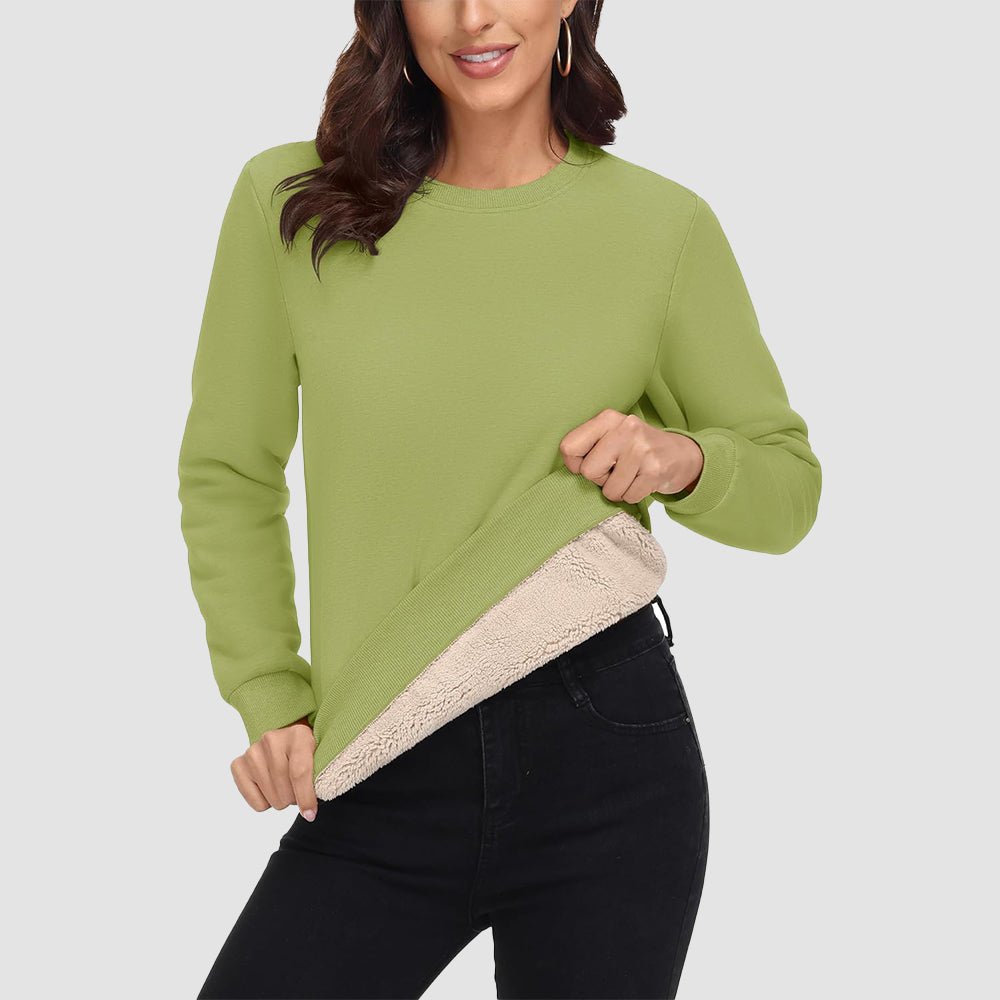 Dames-sweatshirt met fleecevoering en ronde hals