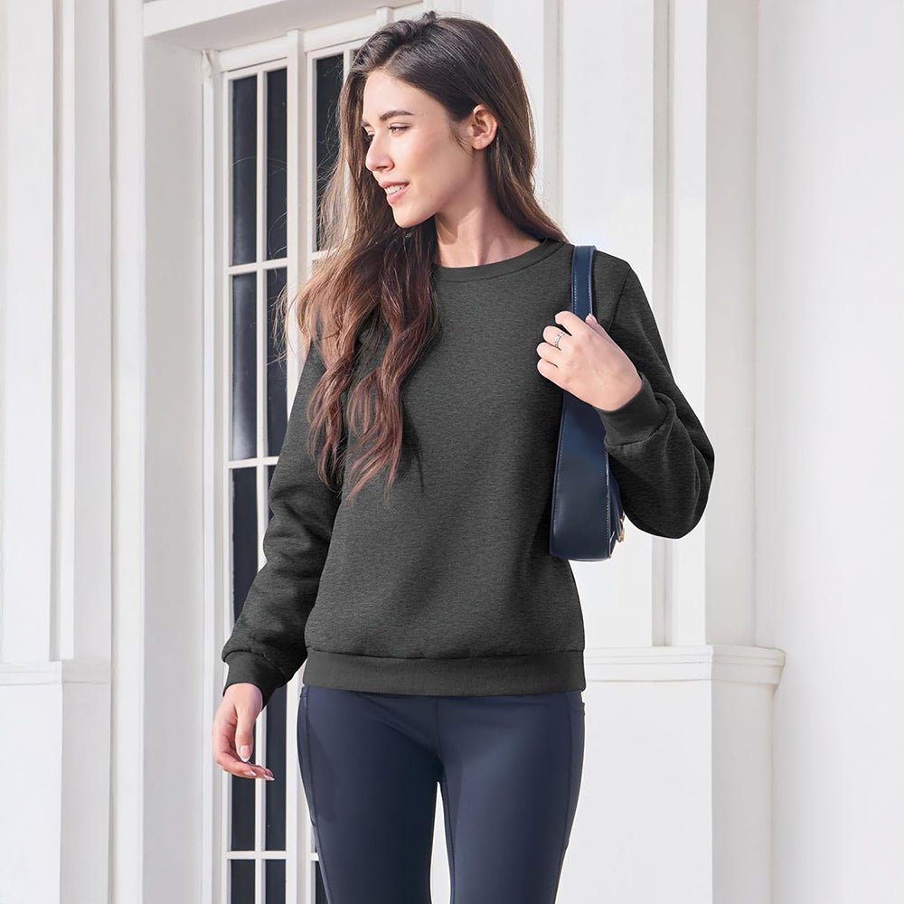 Dames-sweatshirt met fleecevoering en ronde hals