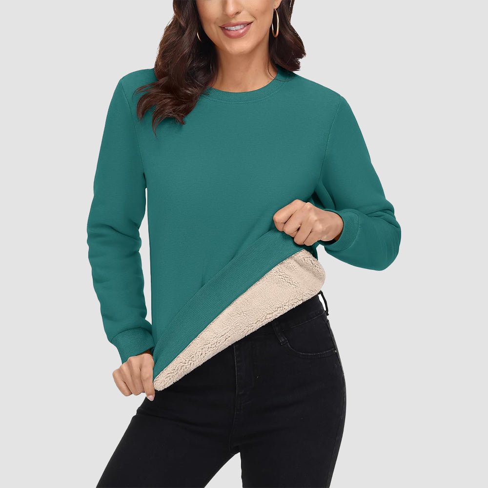 Dames-sweatshirt met fleecevoering en ronde hals