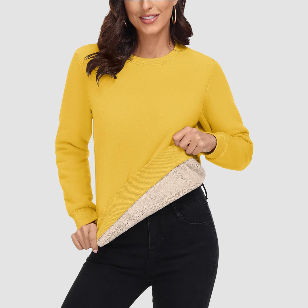 Dames-sweatshirt met fleecevoering en ronde hals