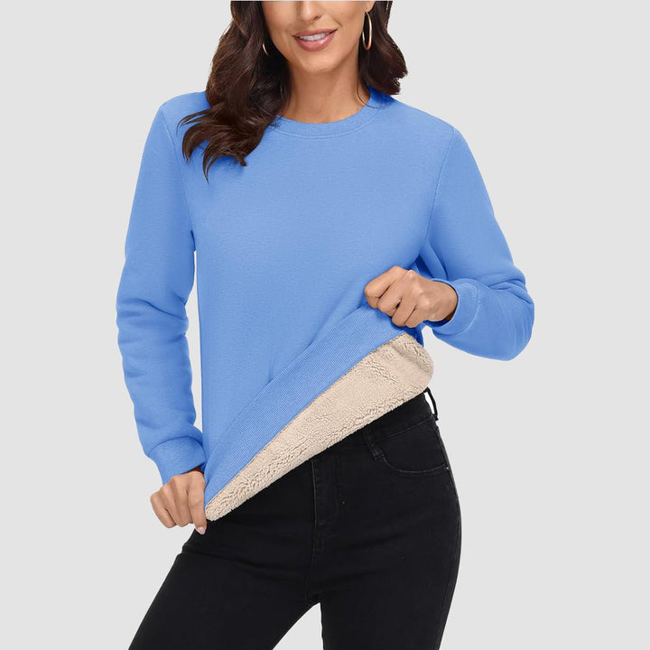 Dames-sweatshirt met fleecevoering en ronde hals