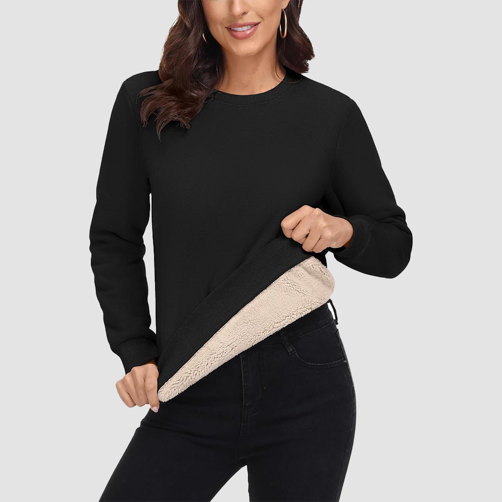 Dames-sweatshirt met fleecevoering en ronde hals