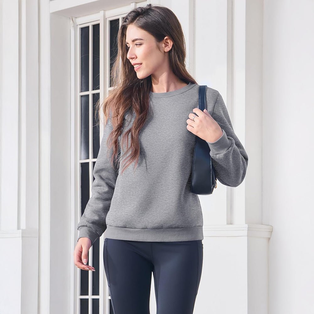 Dames-sweatshirt met fleecevoering en ronde hals
