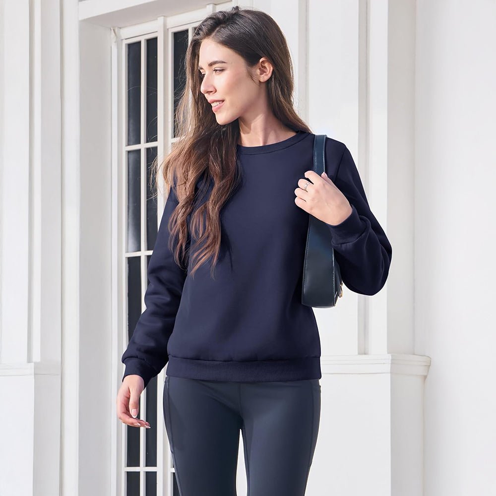 Dames-sweatshirt met fleecevoering en ronde hals