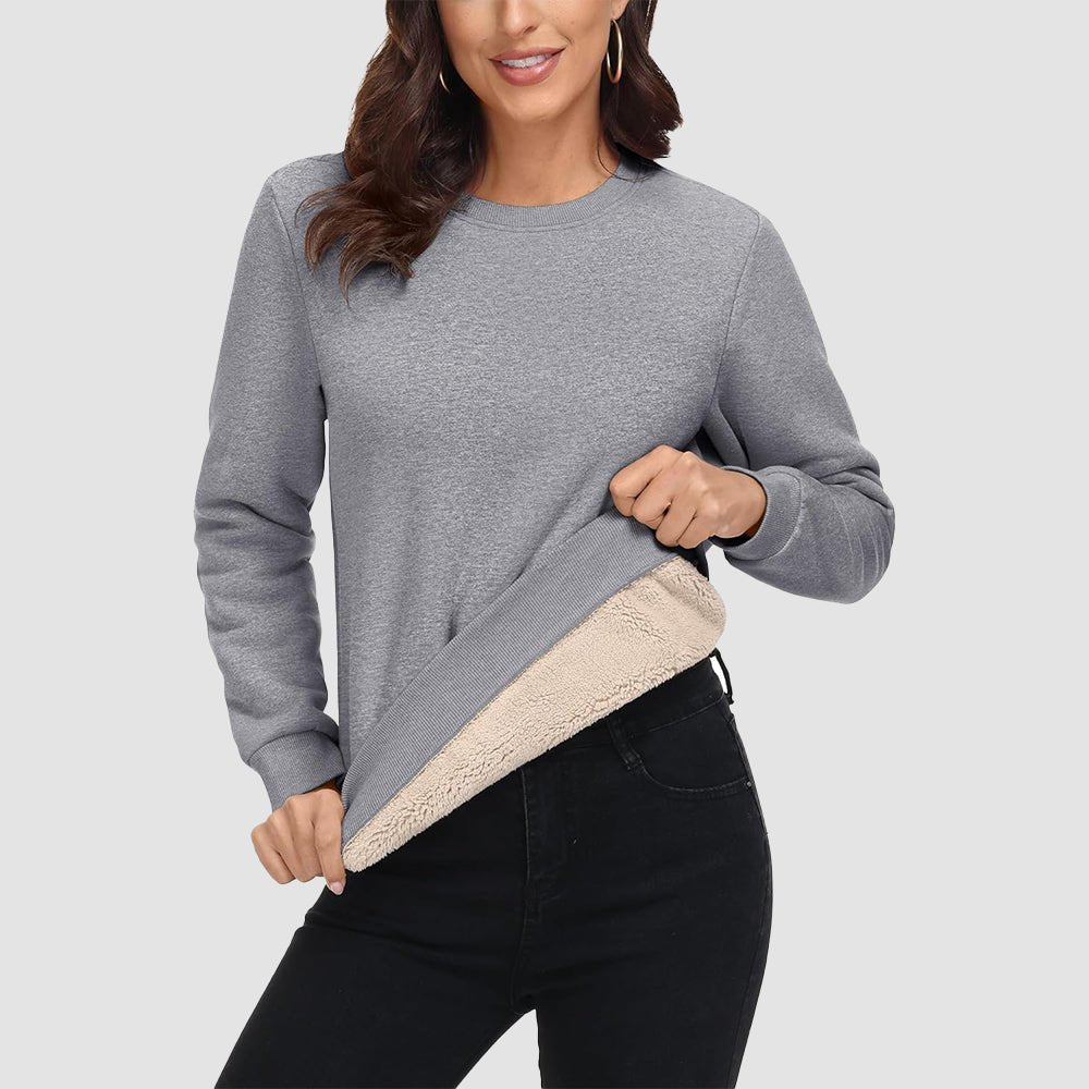 Dames-sweatshirt met fleecevoering en ronde hals