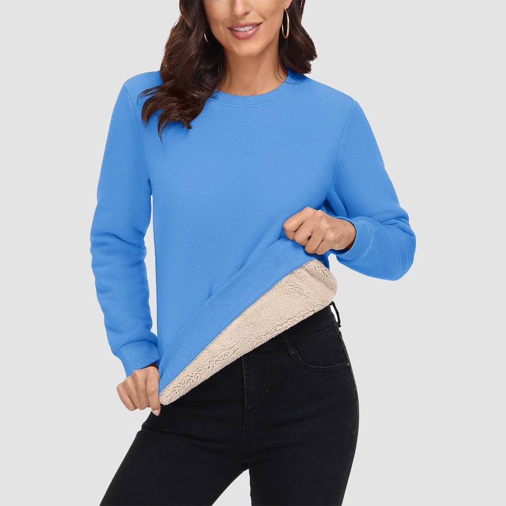 Dames-sweatshirt met fleecevoering en ronde hals