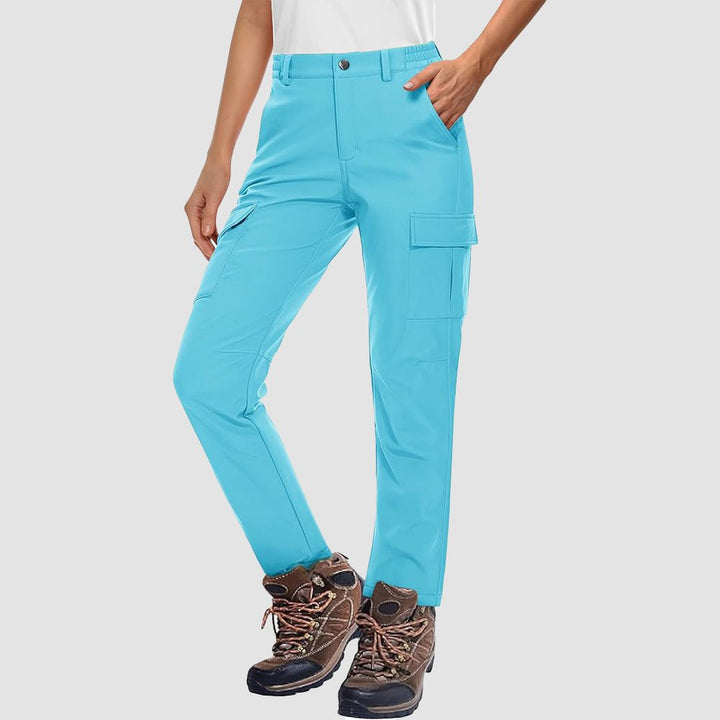 Pantaloni da trekking da donna, foderati in pile e idrorepellenti