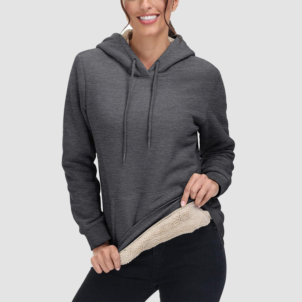 Sweat à Capuche Femme Doublé Sherpa avec Poche Kangourou