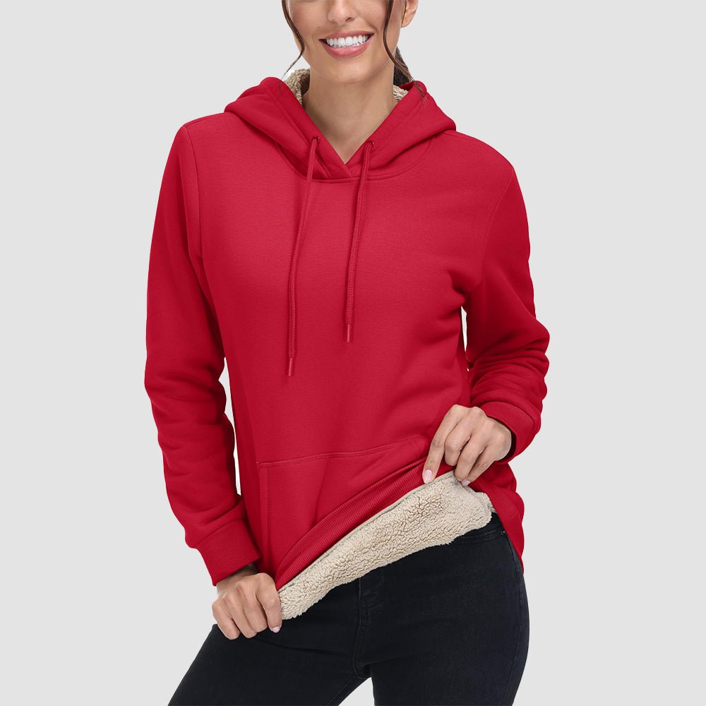 Sweat à Capuche Femme Doublé Sherpa avec Poche Kangourou