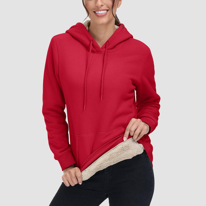 Sweat à Capuche Femme Doublé Sherpa avec Poche Kangourou
