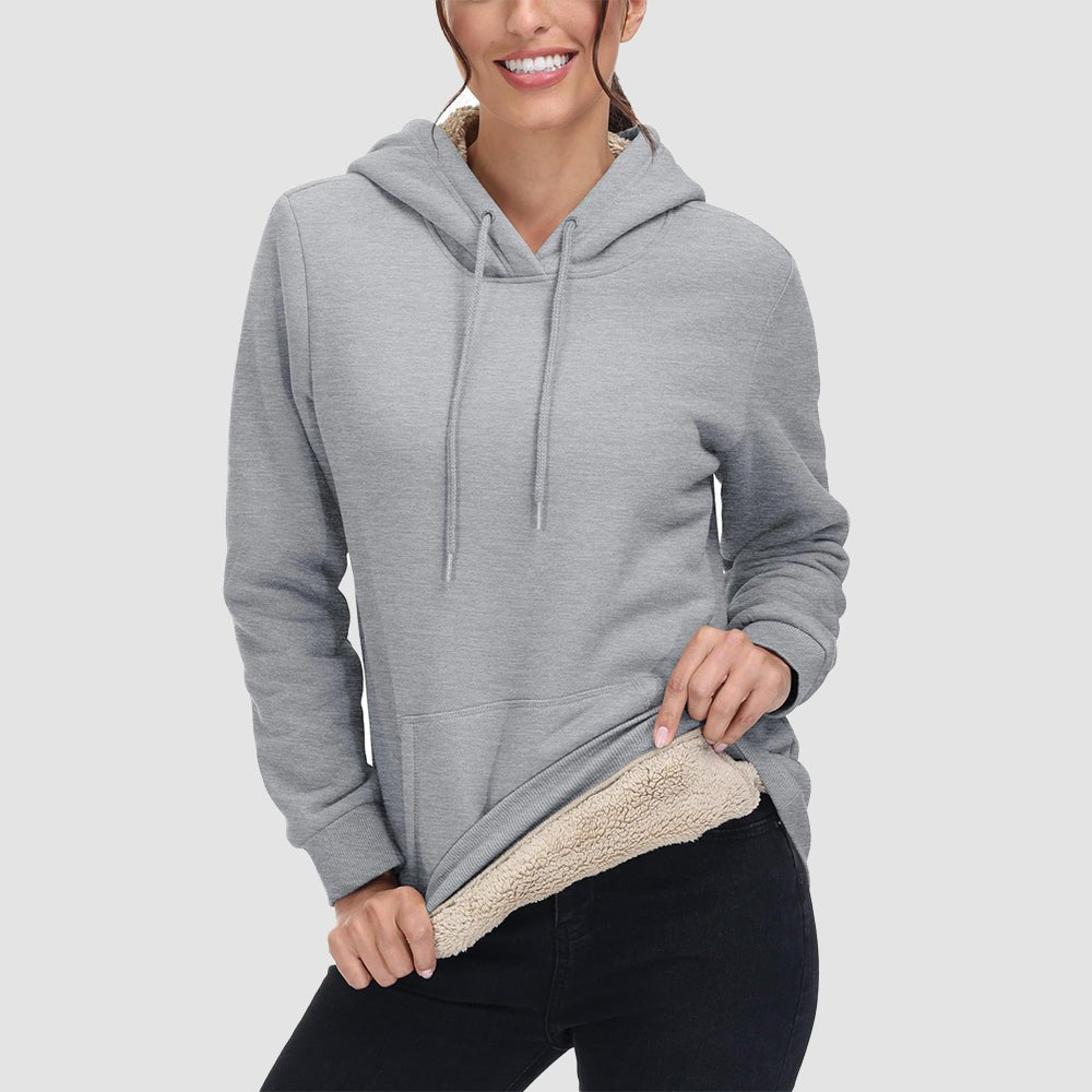 Sweat à Capuche Femme Doublé Sherpa avec Poche Kangourou