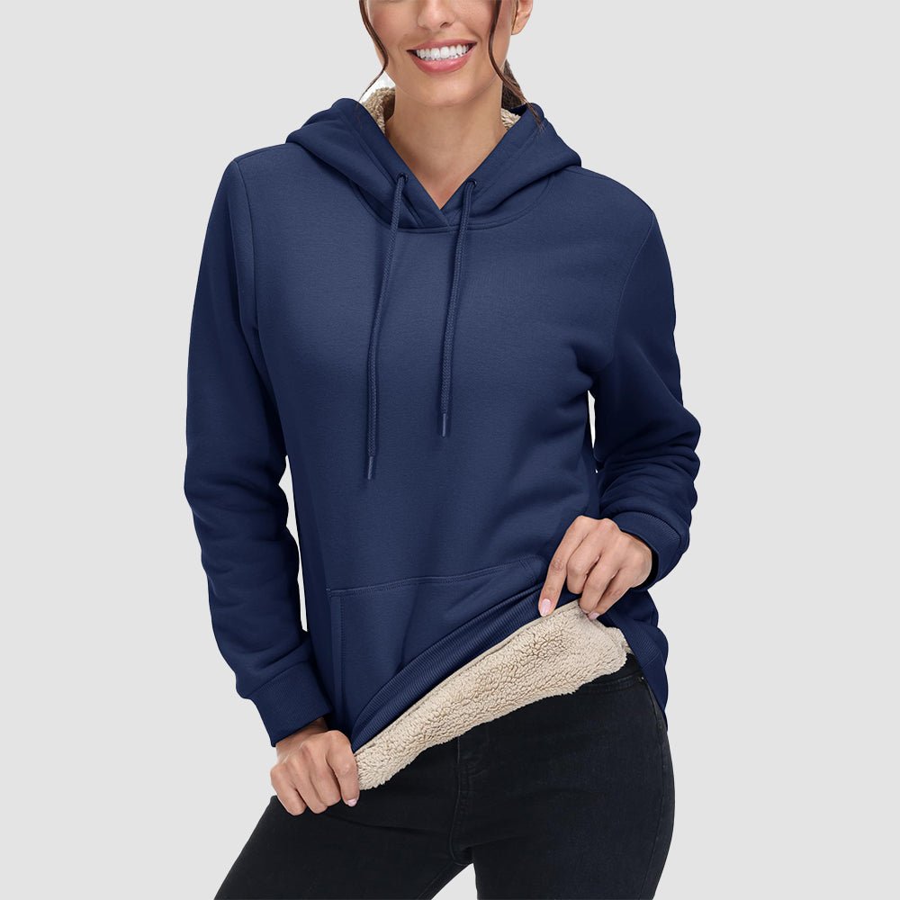 Sweat à Capuche Femme Doublé Sherpa avec Poche Kangourou