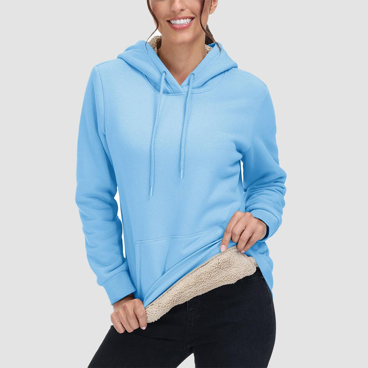 Sweat à Capuche Femme Doublé Sherpa avec Poche Kangourou