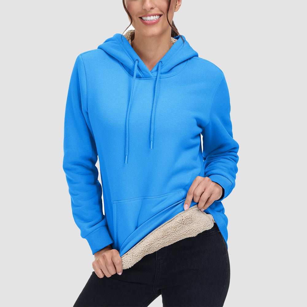 Sweat à Capuche Femme Doublé Sherpa avec Poche Kangourou