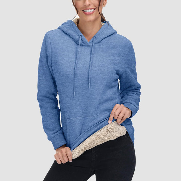 Sweat à Capuche Femme Doublé Sherpa avec Poche Kangourou