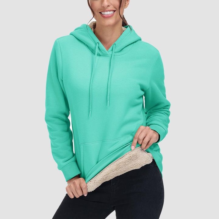 Sweat à Capuche Femme Doublé Sherpa avec Poche Kangourou