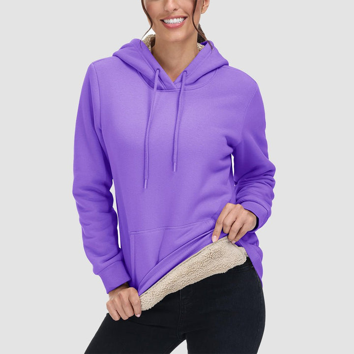 Sweat à Capuche Femme Doublé Sherpa avec Poche Kangourou