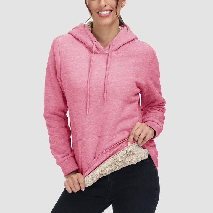 Sweat à Capuche Femme Doublé Sherpa avec Poche Kangourou