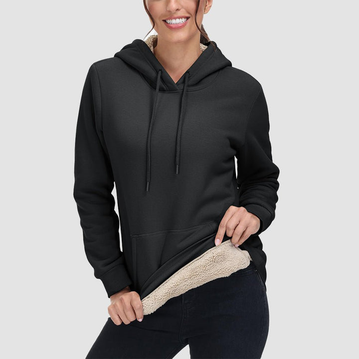 Sweat à Capuche Femme Doublé Sherpa avec Poche Kangourou