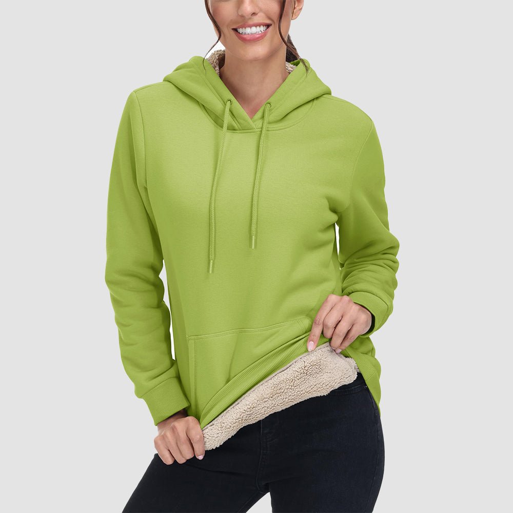 Sweat à Capuche Femme Doublé Sherpa avec Poche Kangourou