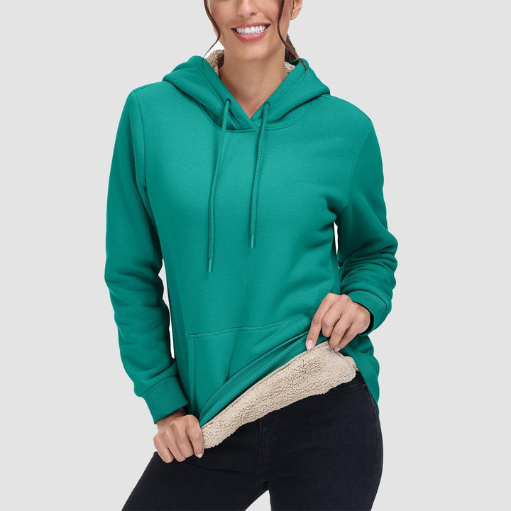 Sweat à Capuche Femme Doublé Sherpa avec Poche Kangourou