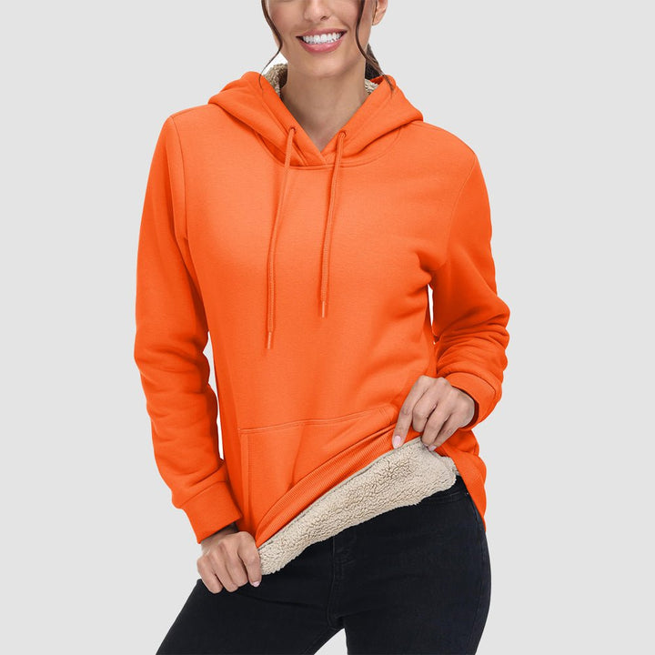 Sweat à Capuche Femme Doublé Sherpa avec Poche Kangourou