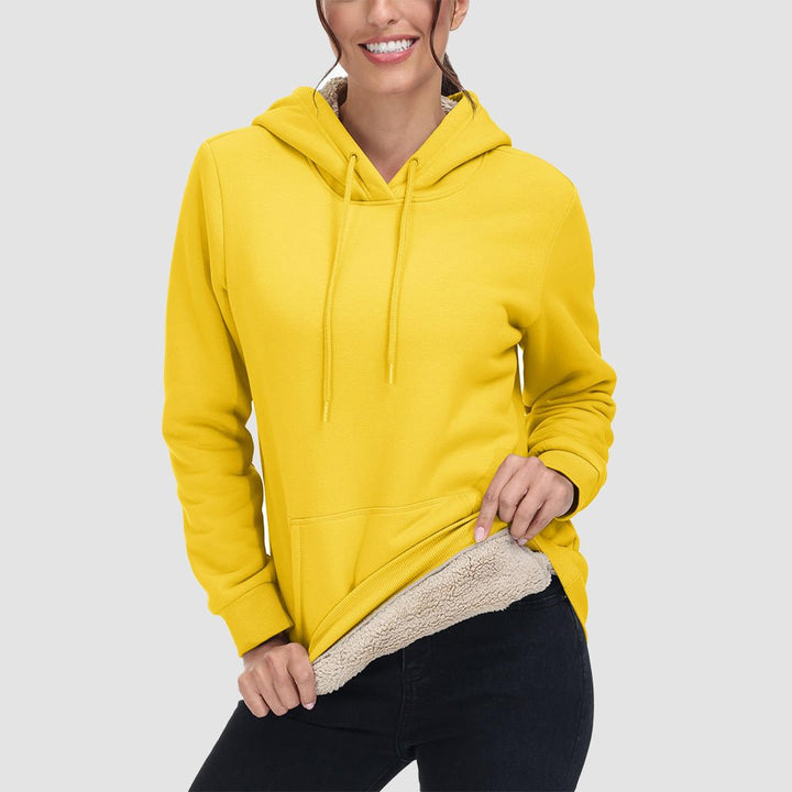 Sweat à Capuche Femme Doublé Sherpa avec Poche Kangourou