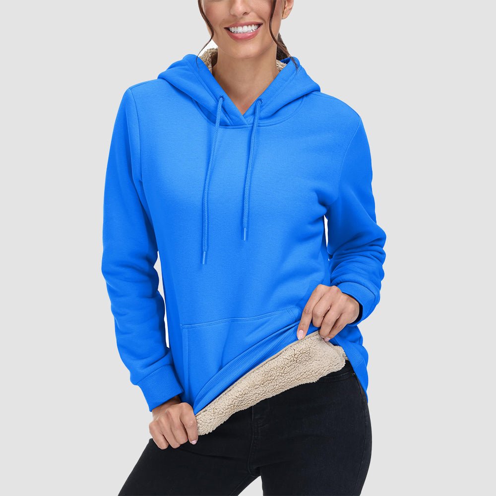 Sweat à Capuche Femme Doublé Sherpa avec Poche Kangourou