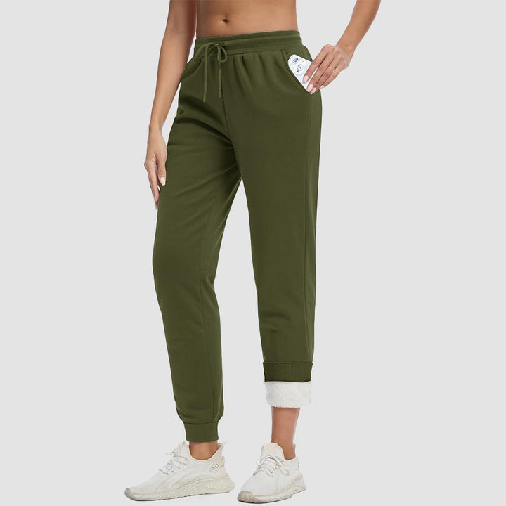 Women's Sherpa-Lined Joggers with Drawstring Waist and Elastic Cuffs