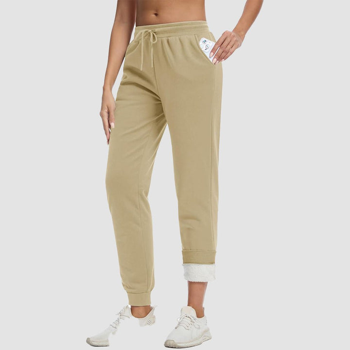 Women's Sherpa-Lined Joggers with Drawstring Waist and Elastic Cuffs