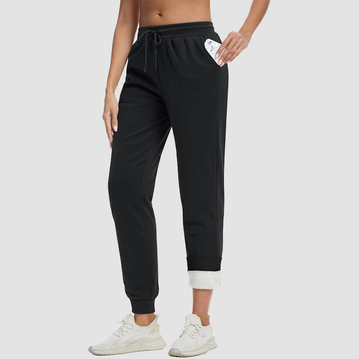 Women's Sherpa-Lined Joggers with Drawstring Waist and Elastic Cuffs