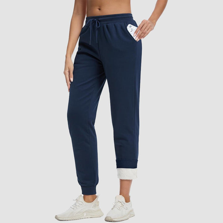 Women's Sherpa-Lined Joggers with Drawstring Waist and Elastic Cuffs