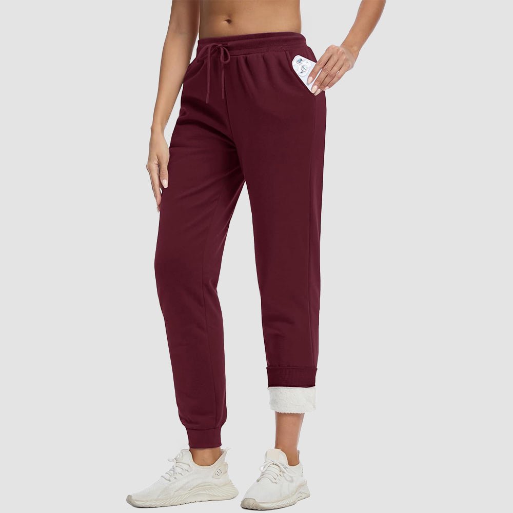 Women's Sherpa-Lined Joggers with Drawstring Waist and Elastic Cuffs