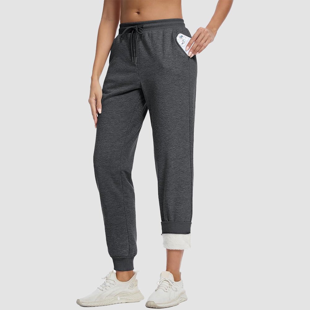 Women's Sherpa-Lined Joggers with Drawstring Waist and Elastic Cuffs