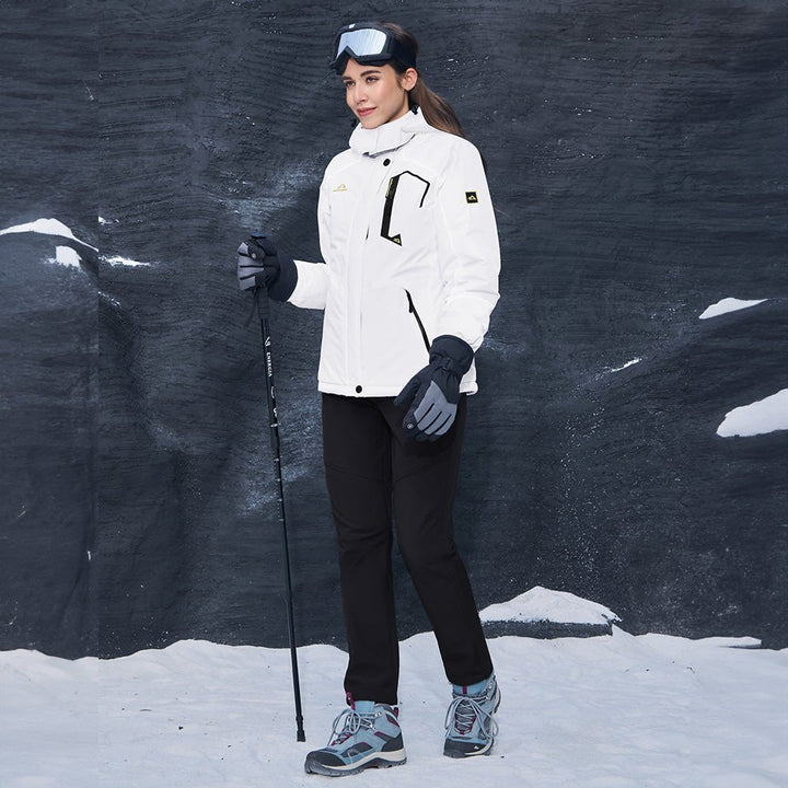 Veste de Ski Femme Doublée Polaire Imperméable Col Montant
