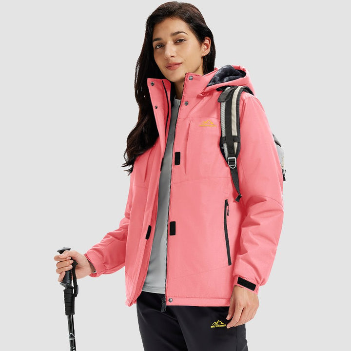 Veste de Ski Femme Imperméable Doublée Polaire Coupe Vent